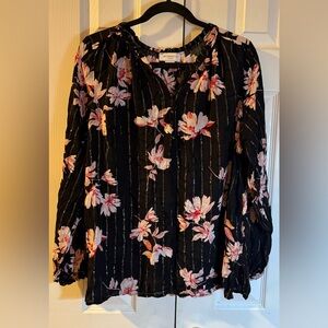 Liz Claiborne Black Floral Blouse